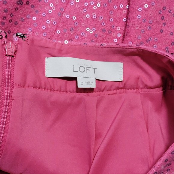 Ann Taylor Loft Sparkly Pink Sequin Skirt Size 2 Gorgeous Hot Pink Color! - Picture 13 of 16